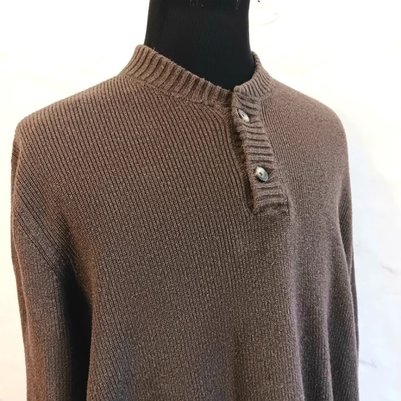 Vintage Eddie Bauer cotton, neutral ribbed, half button sweater. XXL - Picture 2 of 7